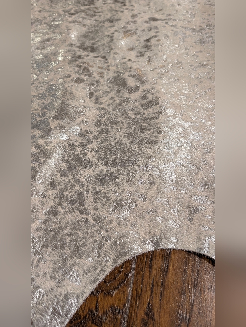 Metallic Silver Cowhide Rug - Shimmery Accent Piece - Picture 6 of 16